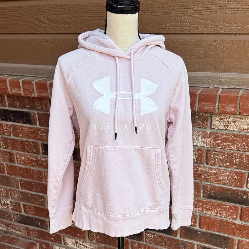 Under Armour Women's Pale Pink Graphic Logo Pullover Hoodie Sweatshirt Size S